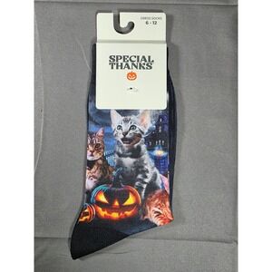 Unisex Culturefly Halloween Kitten Crew Socks - 6-12 ONE SIZE